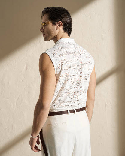 SLEEVELESS PERFORATED SUMMER SHIRT