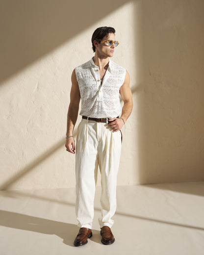 SLEEVELESS PERFORATED SUMMER SHIRT