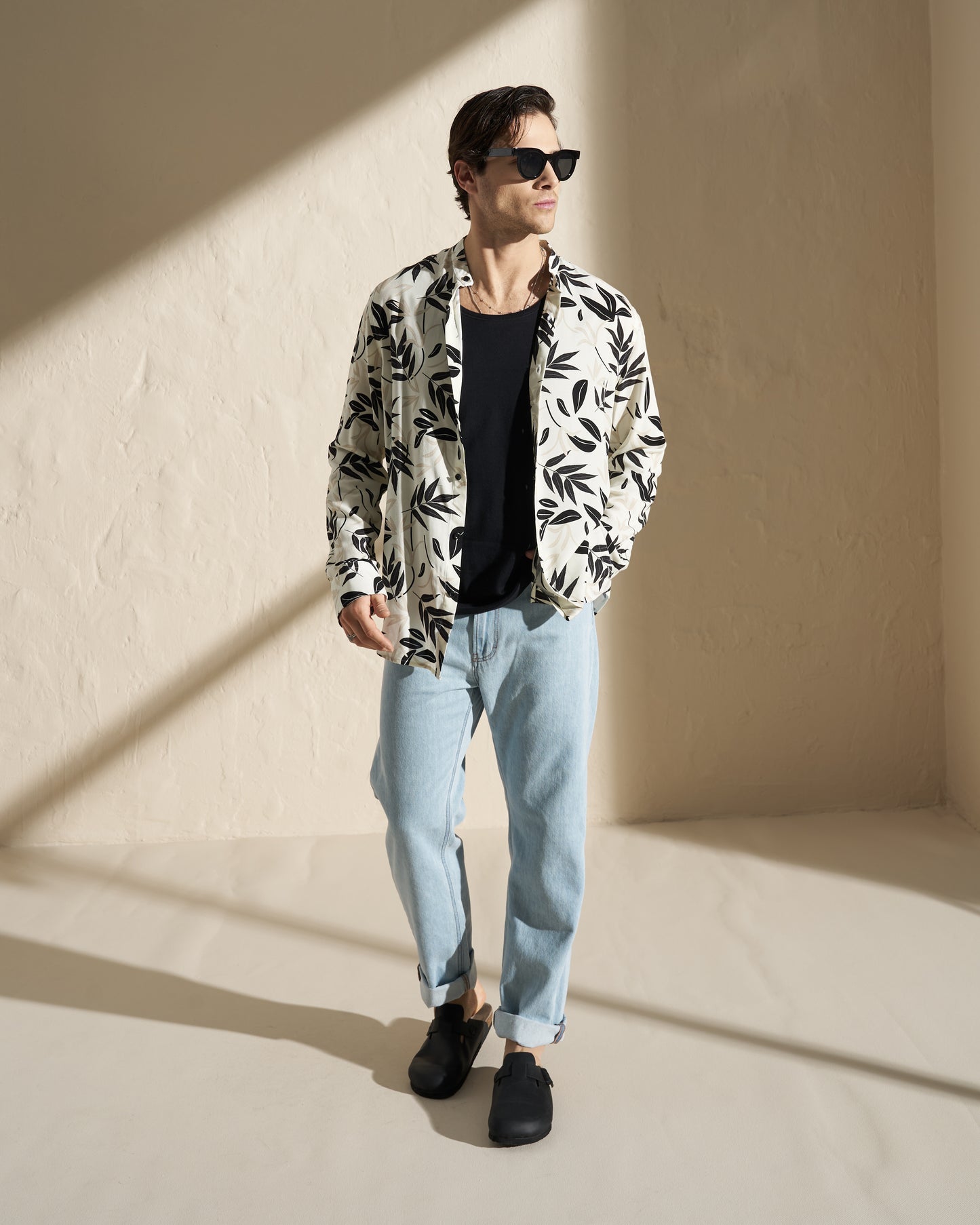 LEAF PRINT RELAXED FIT SHIRT