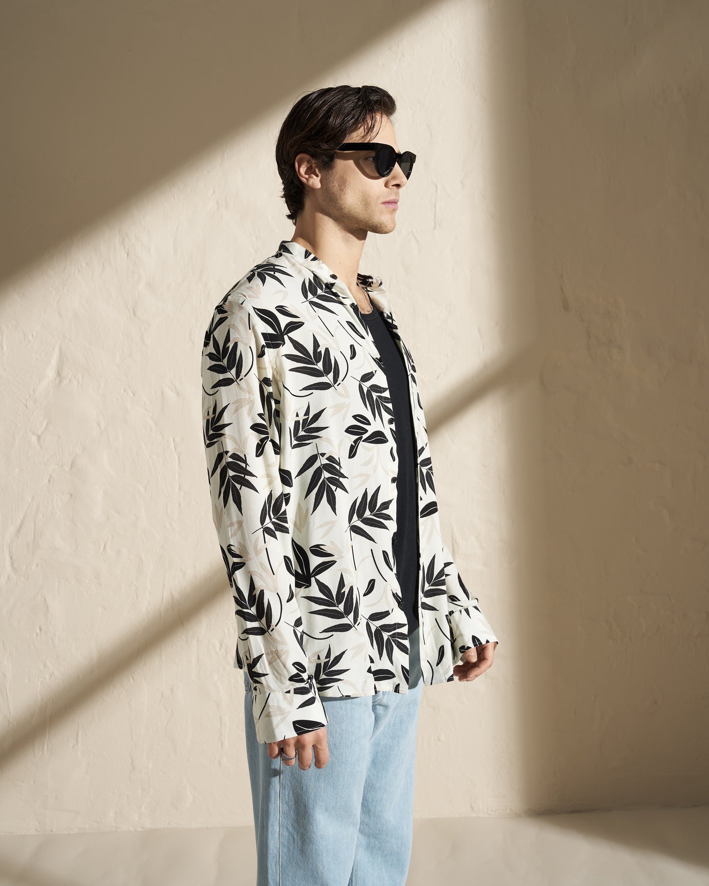 LEAF PRINT RELAXED FIT SHIRT