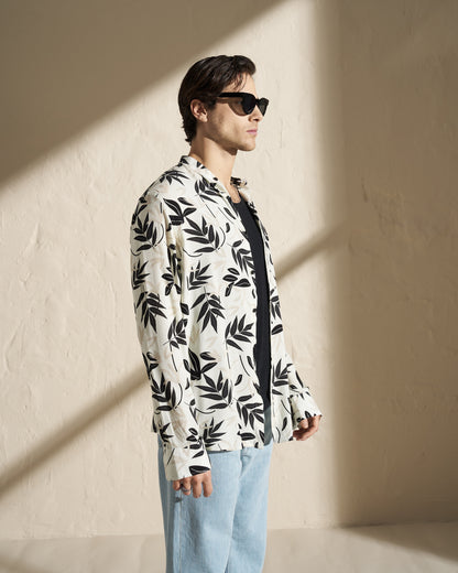 LEAF PRINT RELAXED FIT SHIRT