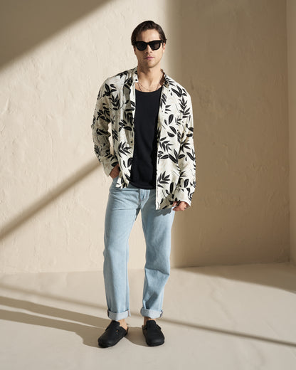 LEAF PRINT RELAXED FIT SHIRT