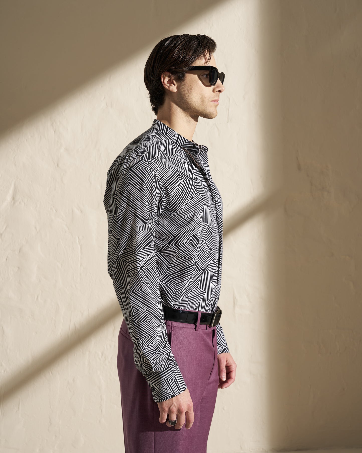 GEOMETRIC PRINT VISCOSE SHIRT