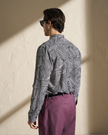 GEOMETRIC PRINT VISCOSE SHIRT