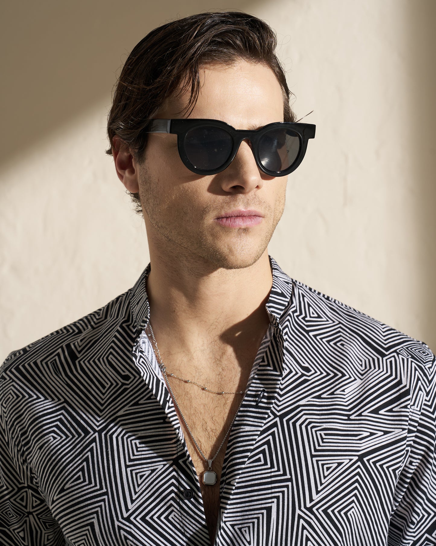 GEOMETRIC PRINT VISCOSE SHIRT