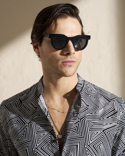 GEOMETRIC PRINT VISCOSE SHIRT
