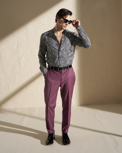GEOMETRIC PRINT VISCOSE SHIRT