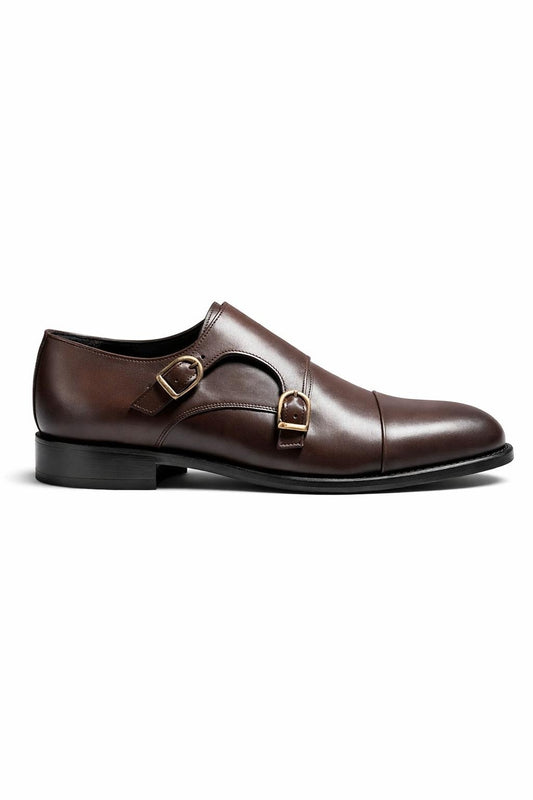Men’s Brown Leather Double Monk Strap Shoes