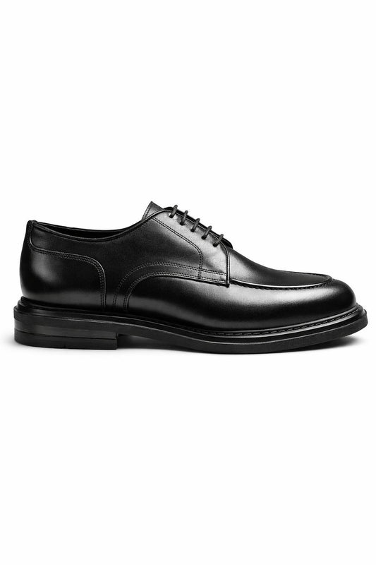 Men’s Leather Moc-Toe Shoes – Black