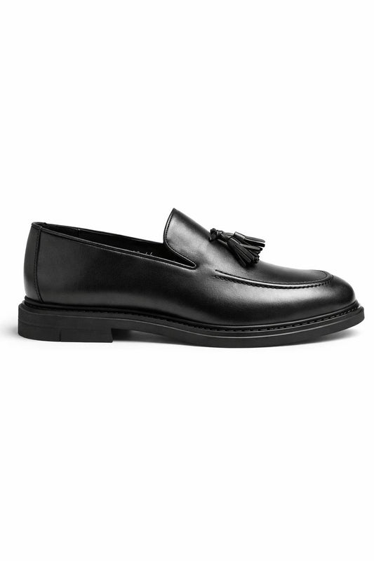 Men’s Leather Tassel Loafers – Black